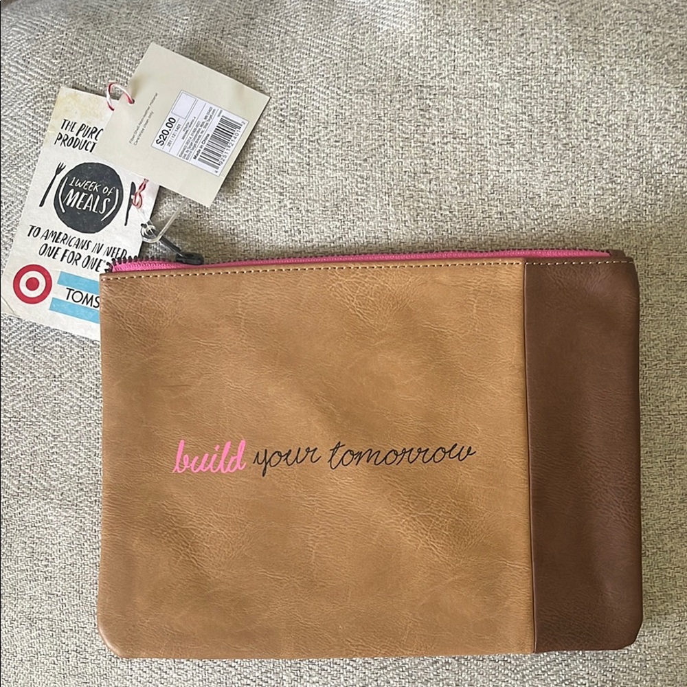 Toms for Target Brown and Tan Pouch with Pink Accents